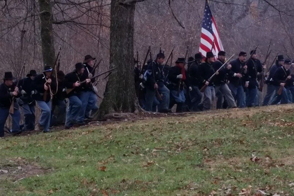 Union cavalry advancing in battle